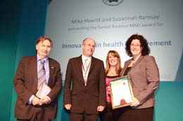 Andy Packer and Helen Kerr - ‘The Link’, The John of Gaunt School, Susannah Ramsay, Sanofi Pasteur MSD and Cllr Mike Hewitt, Wiltshire Council