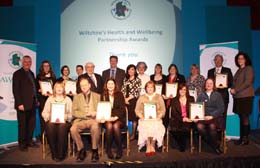 ‘The winners’ with Maggie Rae, Joint Director of Public Health - NHS Wiltshire and Wiltshire Council, Cllr Keith Humphries, Wiltshire Council and Andrew Kerr, Chief Executive, Wiltshire Council